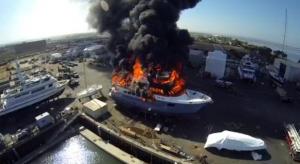 Superyacht on fire